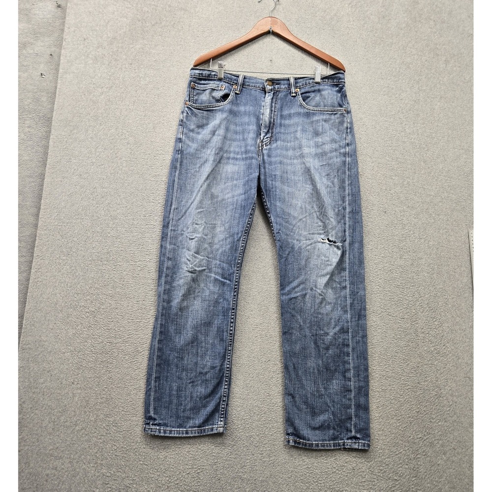 Levi's 505 Men Jeans 34X30 Blue Denim Regular Fit Straight Distressed 29" Inseam